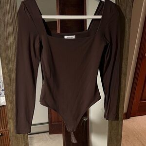 Aritzia Chocolate Long Sleeve Bodysuit